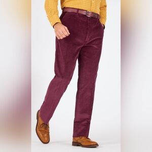 W38/L32 - PETER CHRISTIAN Men's Burgundy Red Pkeated County Corduroy Pants